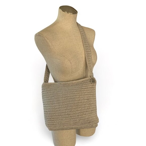 The Sak Hand Crochet Crossbody Bag Sustainable Ecru Yarn 12"W x 9"H x 2"D - Picture 12 of 12